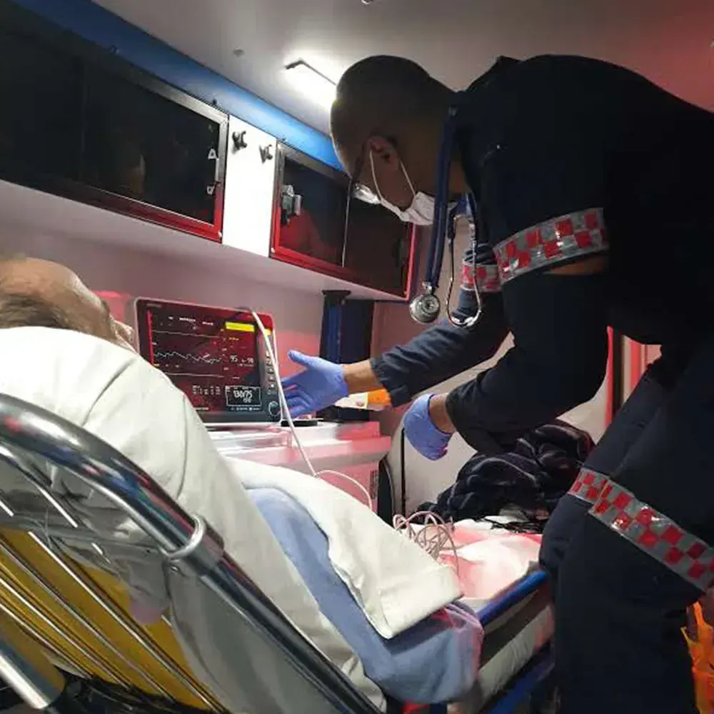 Inside view of advanced life support ambulance in South Africa