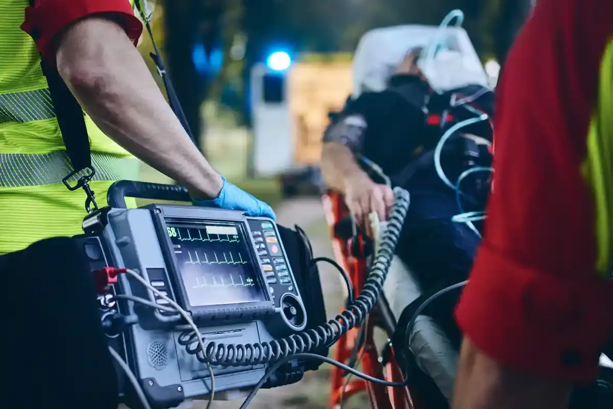 Ambulance stationed at a public event for quick medical response